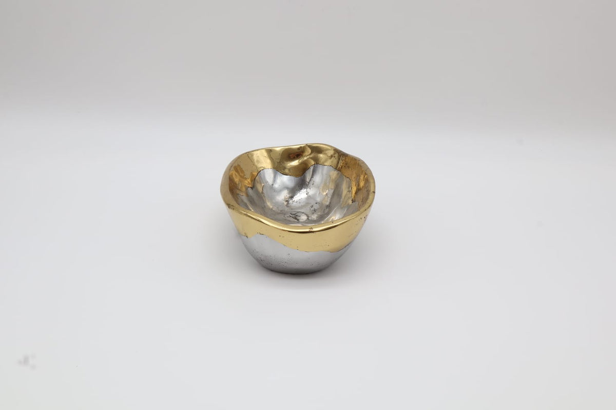 Brutalist Aluminum & Brass Vide-Poche by David Marshall (Spain, 1970s/1980s) — side angle