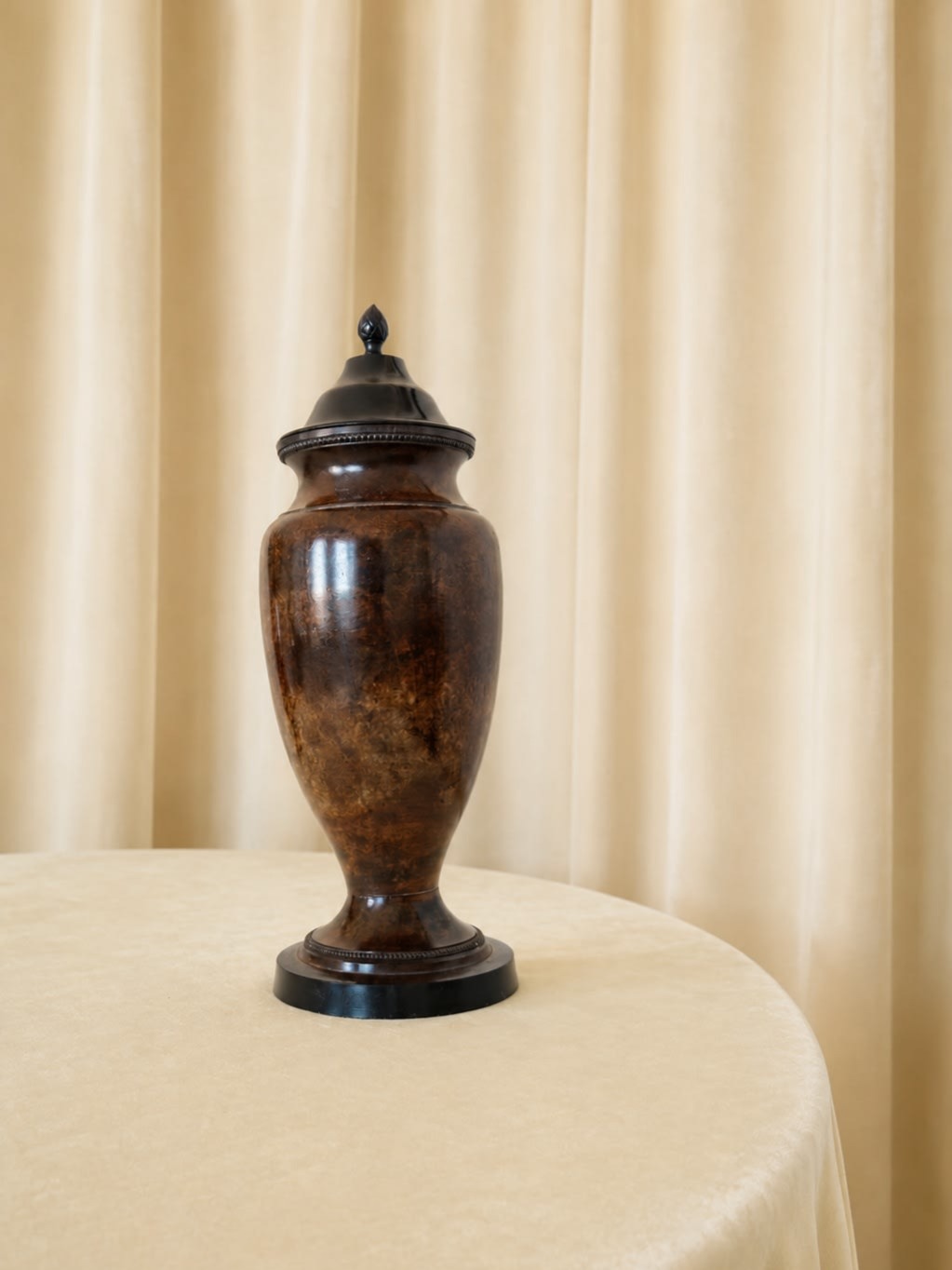Decorative Veined Vase with Lid — side angle