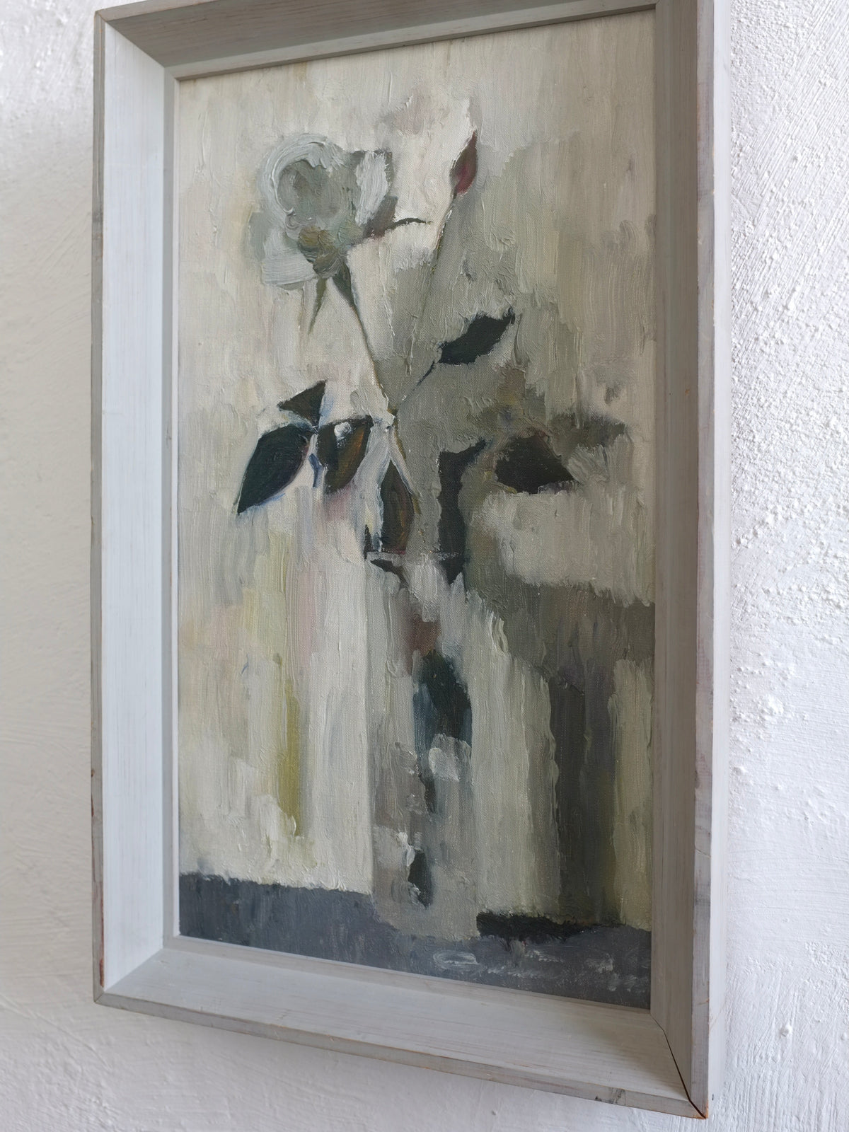 Framed Gunnar Persson floral still life with roses in vase