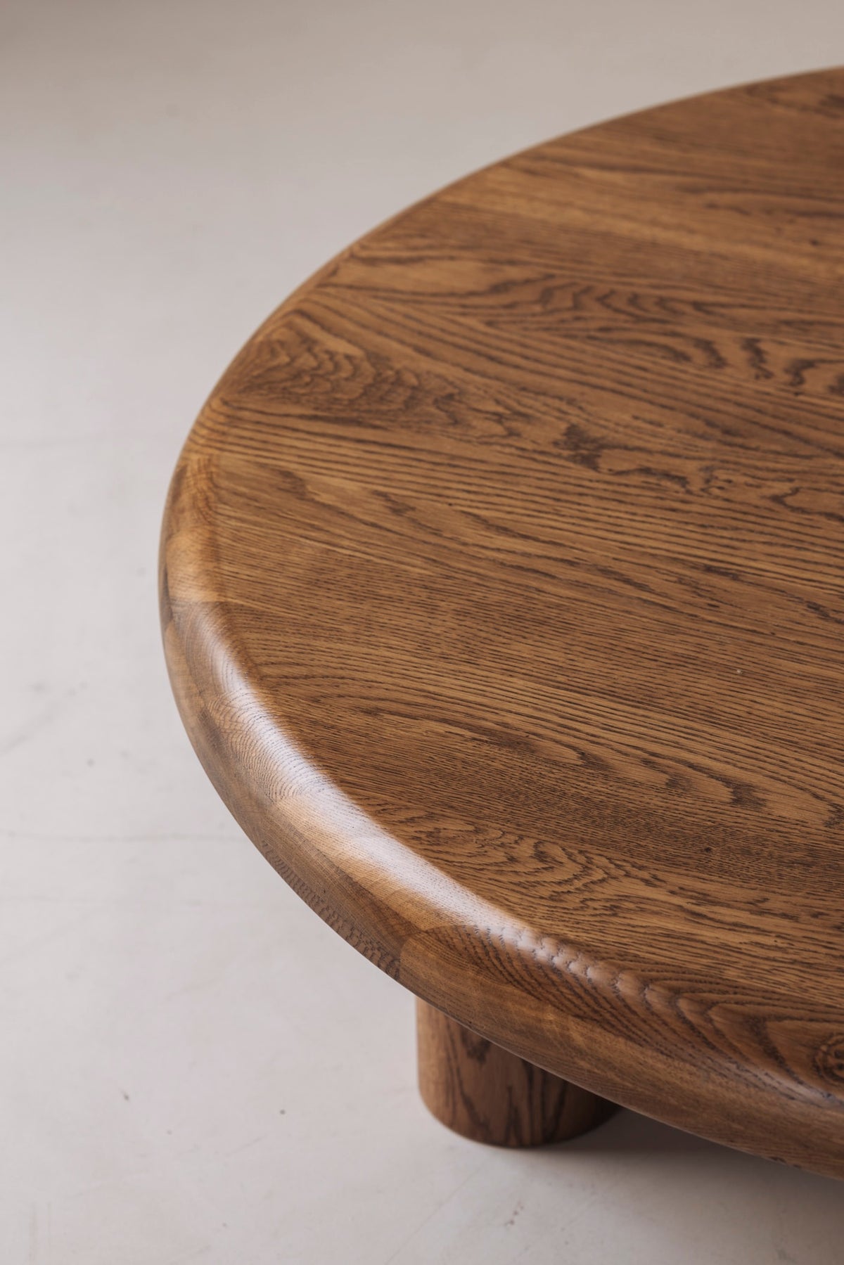 Sculptural Round Coffee Table in Solid Oak, France 1960s — alternate view