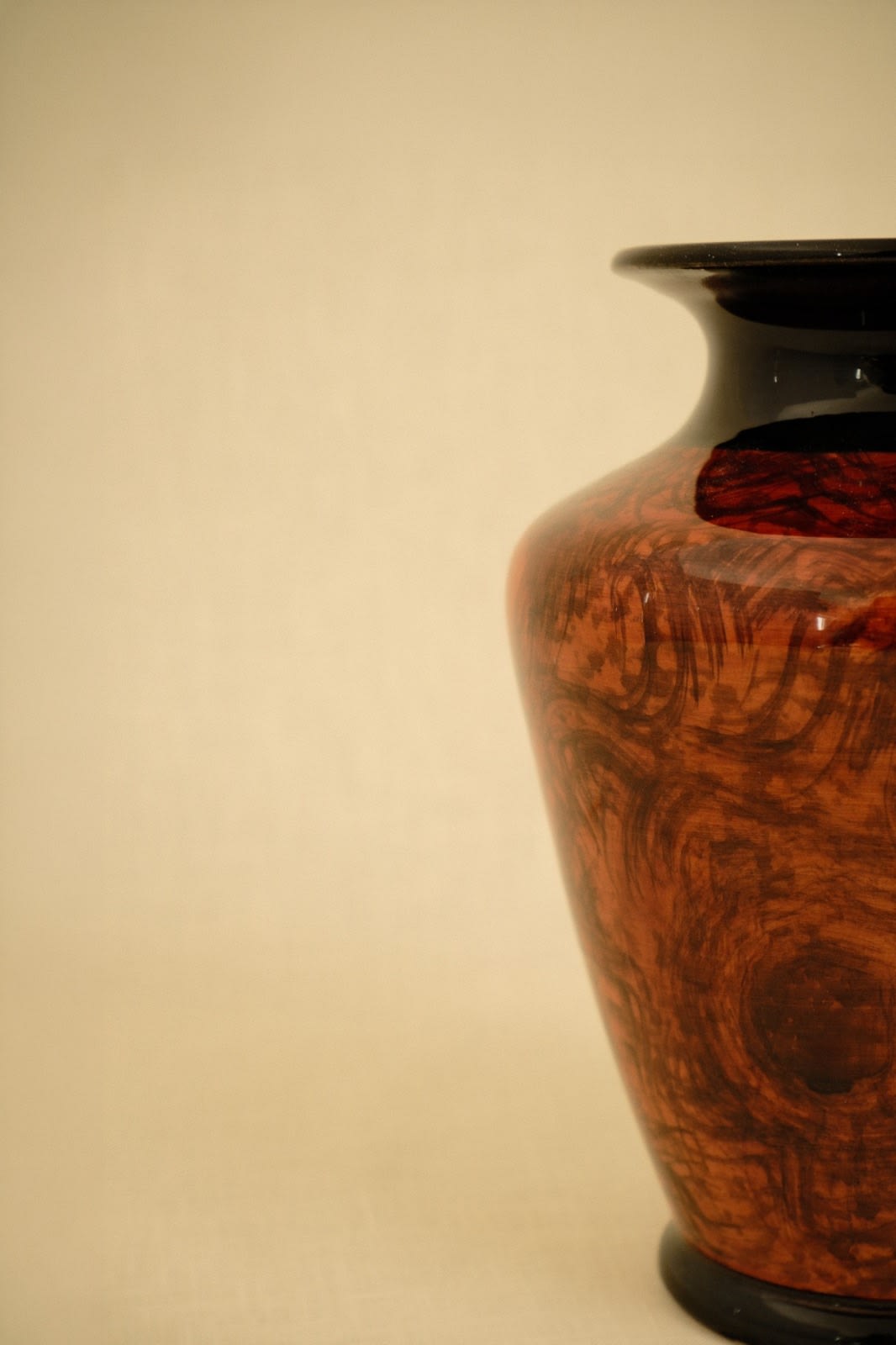 Art Deco Vase with Burl Wood Pattern — side angle