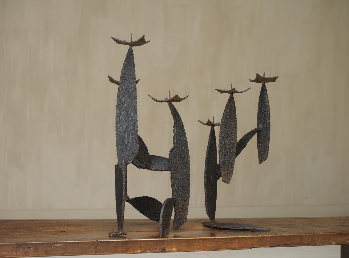 Pair of Sculptural Brutalist Candle Holders by Puttenaers | The Oblist