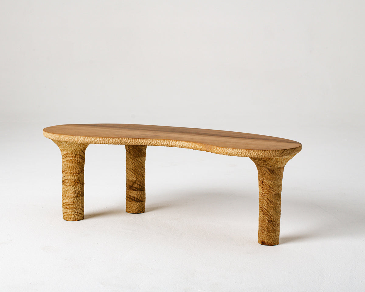 Organic Textured Coffee Table — angled view highlighting natural wood grain