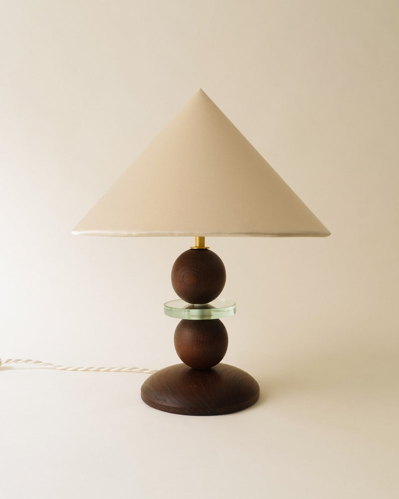 French Modernist Wood and Glass Table Lamp by Collection apart | The Oblist