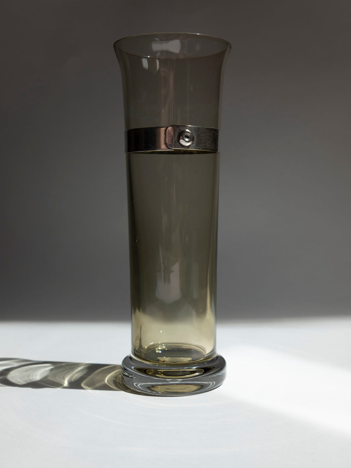 Italian Smoked Glass Vase with 925 Sterling Silver Belt | c. 1970s by Trove Paris | The Oblist