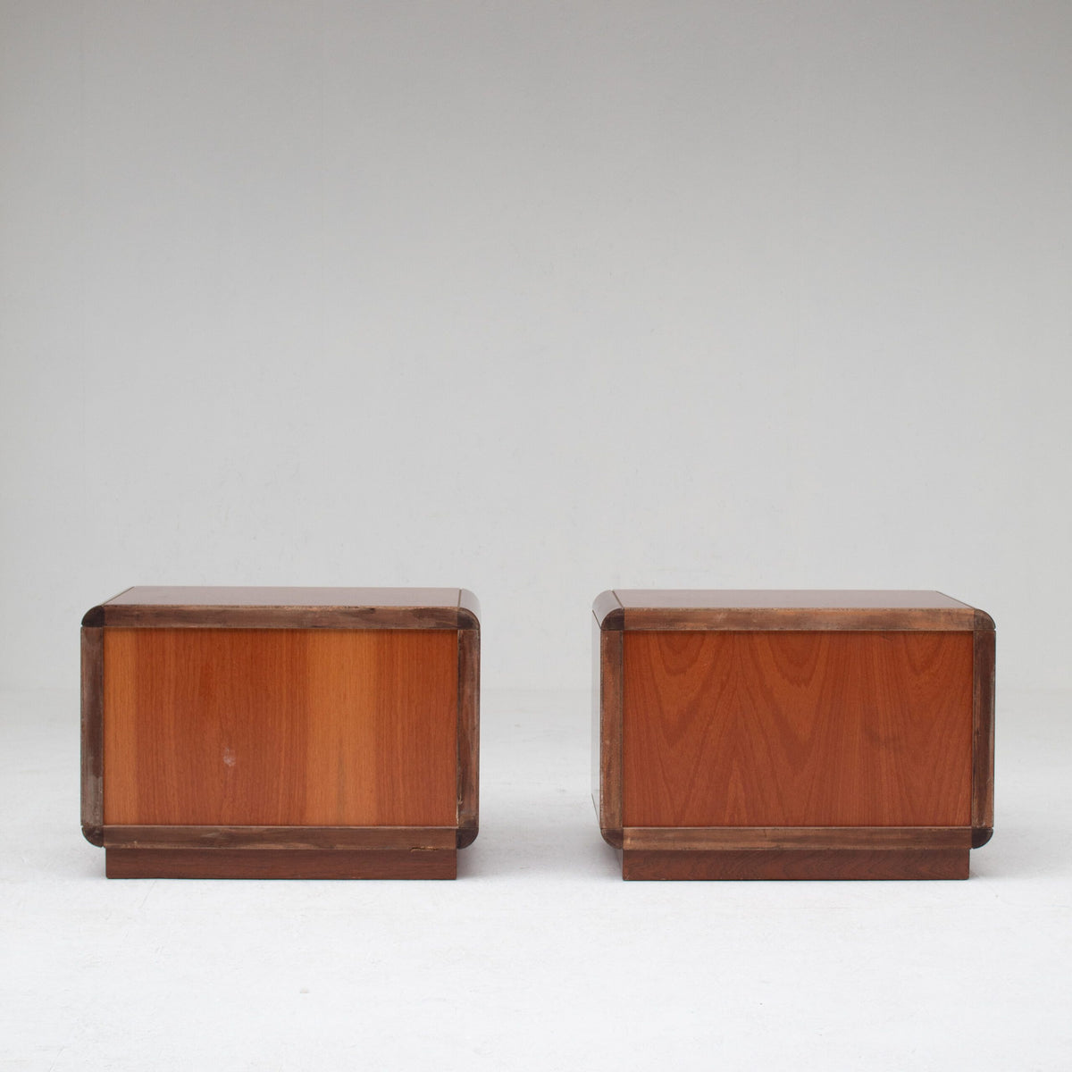 Italian Nightstands in Wood and Brass — side angle showing wooden finish and brass accents