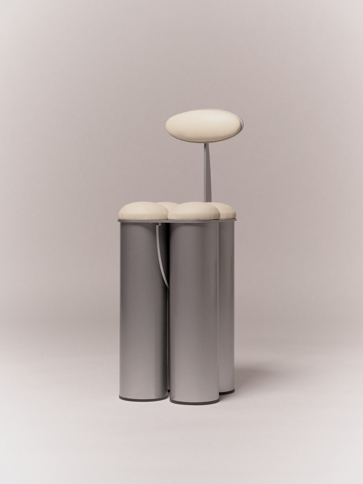 Giulio Stool — side view of modern metal design with cream seat