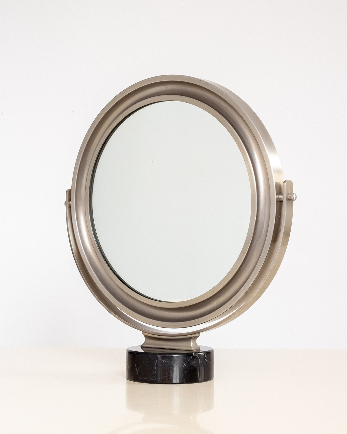 Narciso' Table Mirror by Sergio Mazza for Artemide, 1970s, Italy — side view on marble base