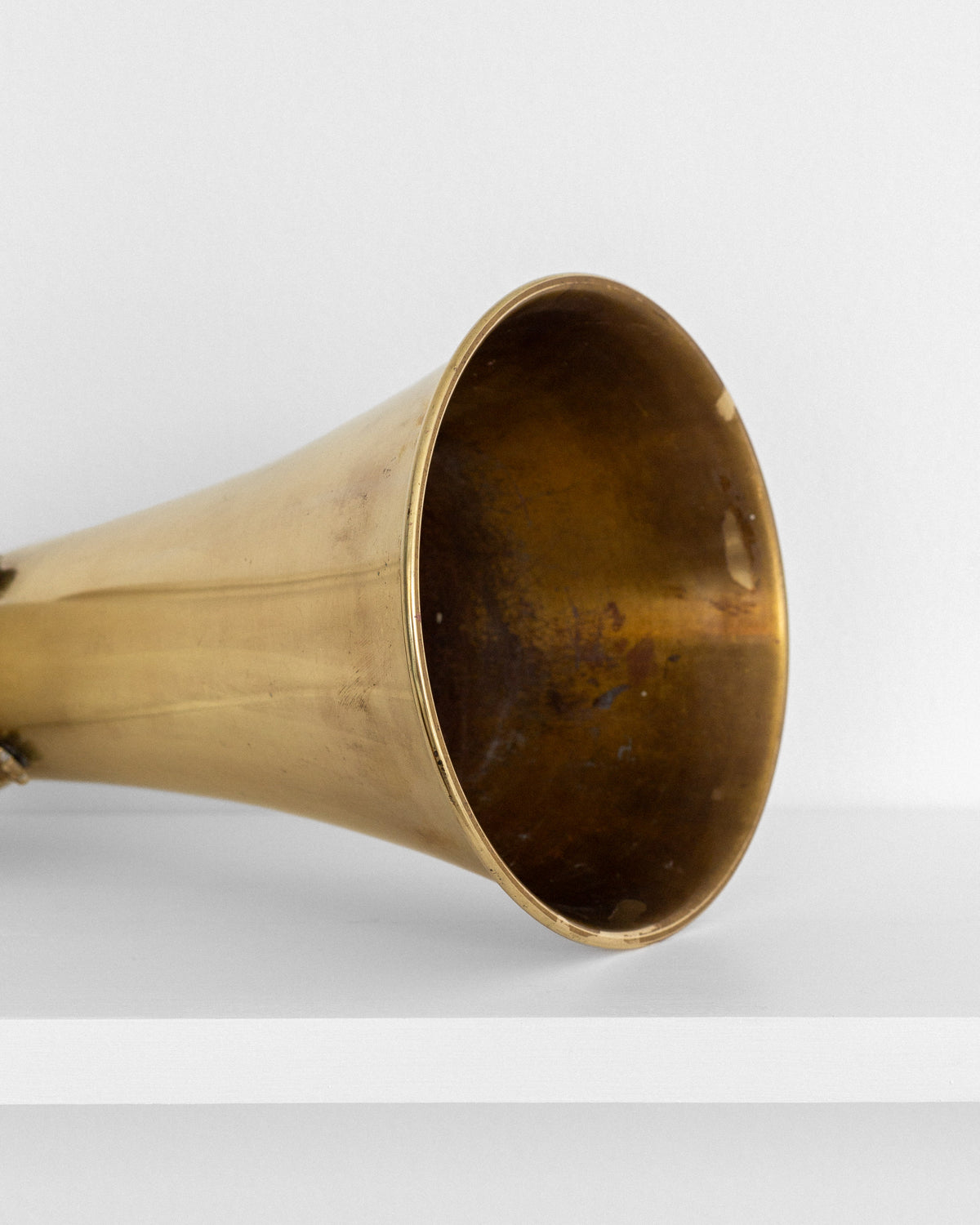 Large Art Deco Brass Vase by Ystad-Metall, 1930s — interior view of brass interior