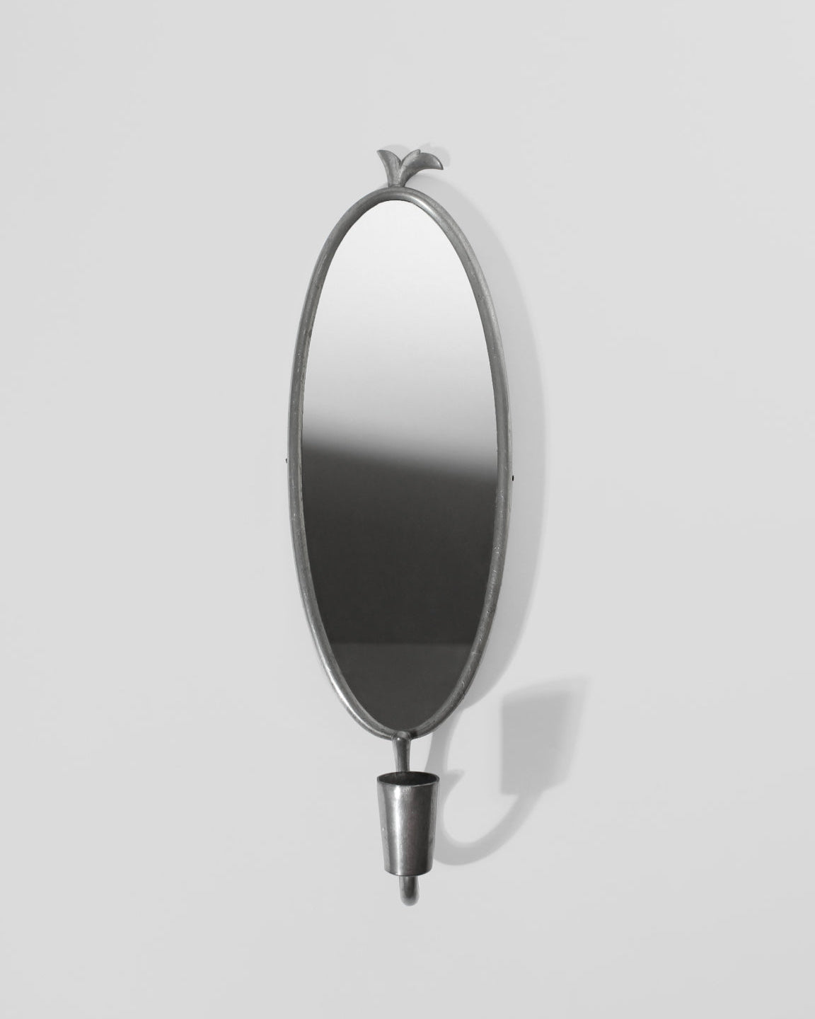 Art Deco Pewter Wall Mirror-Candle Holder, 1930s, Sweden by Vintage Stories | The Oblist — handcrafted pewter design
