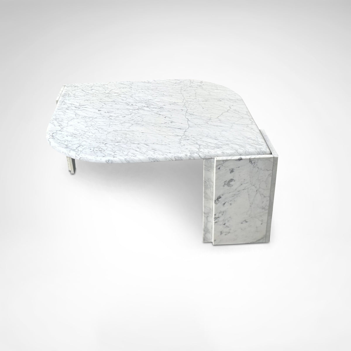 Carrara Marble Teardrop Coffee Table Germany 1980s — side angle showing marble top and base