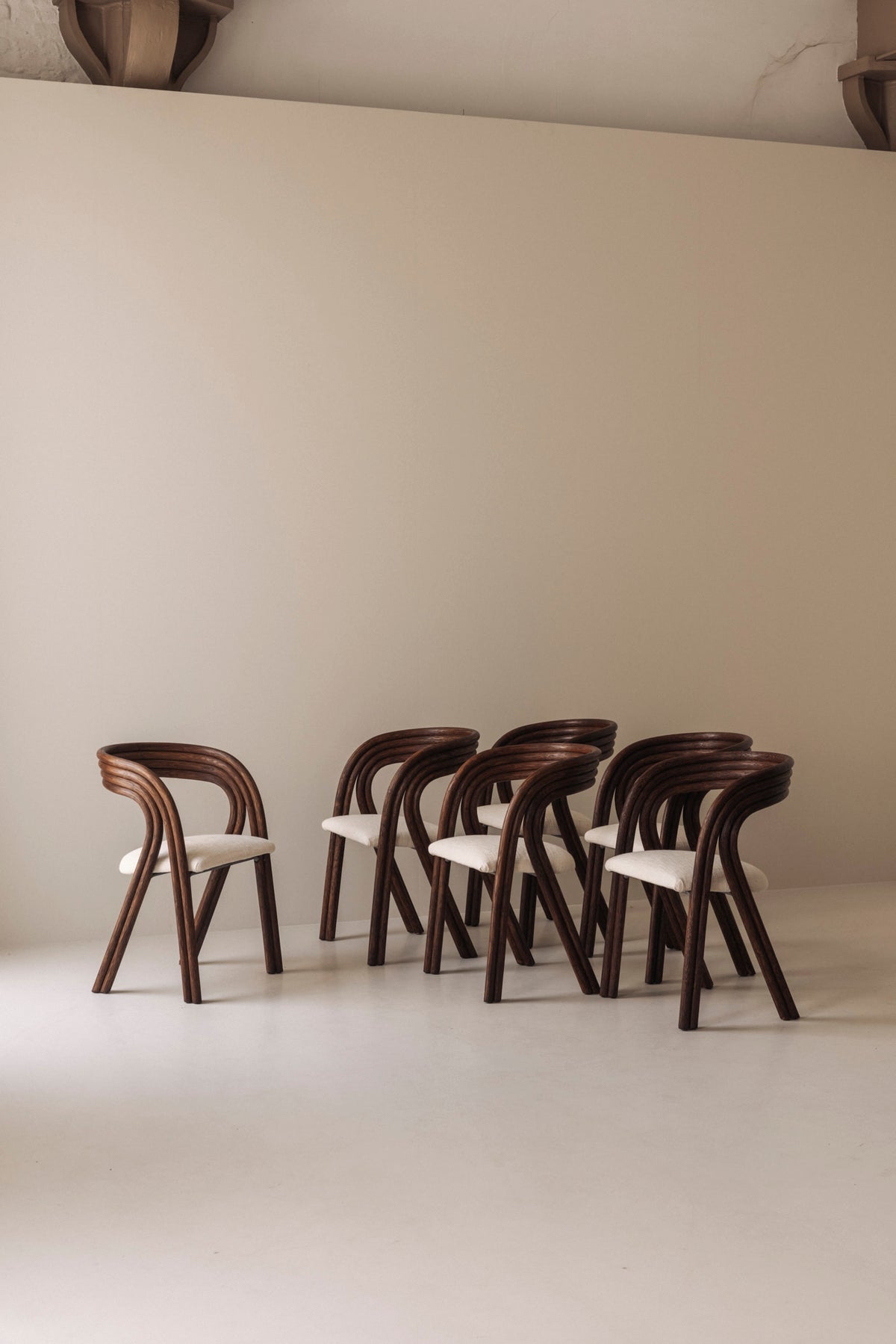 Sculptural Set of Six Dining Chairs by Axel Enthoven for Rohé, 1980s — lifestyle setting