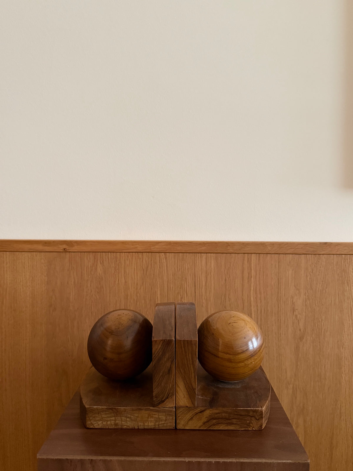 Art Deco Wooden Bookends — detail view