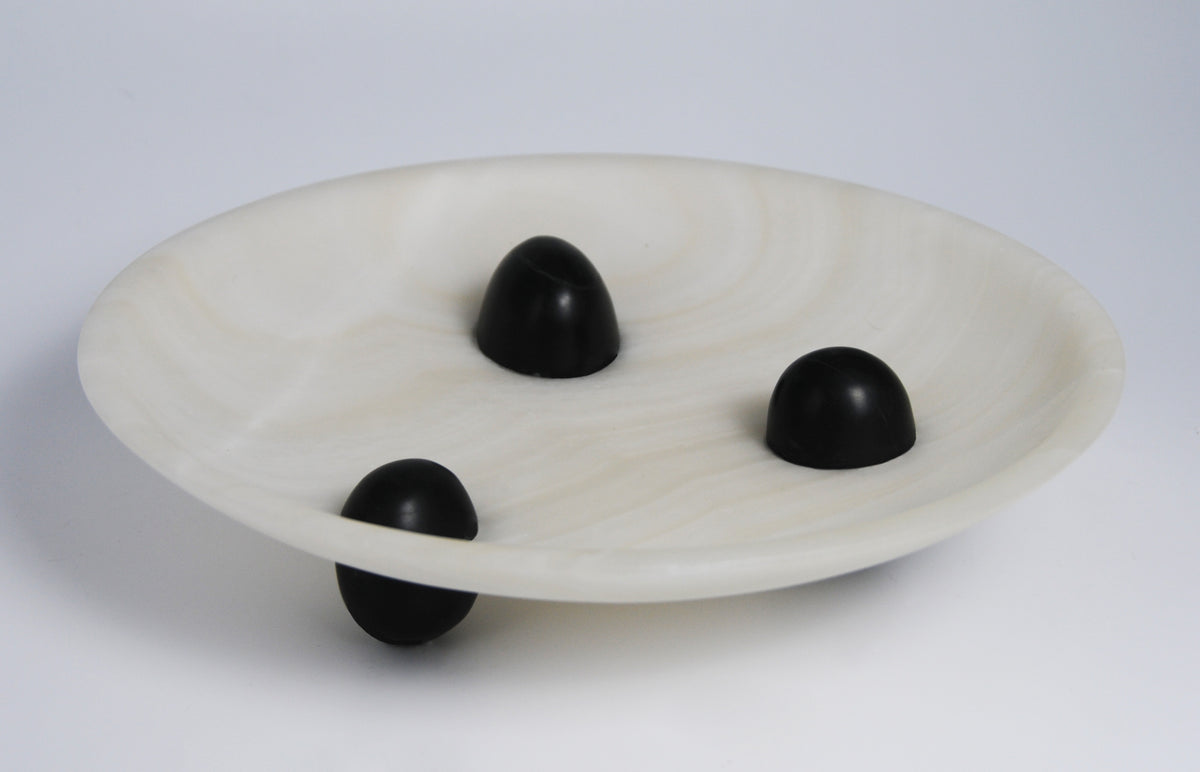 Uovo Bowl, in Stone and Onyx — side angle