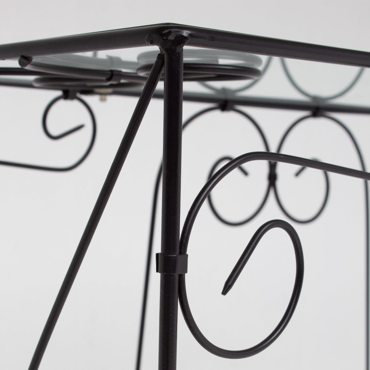 Vintage Wrought Iron Console Table With Glass Top — in context