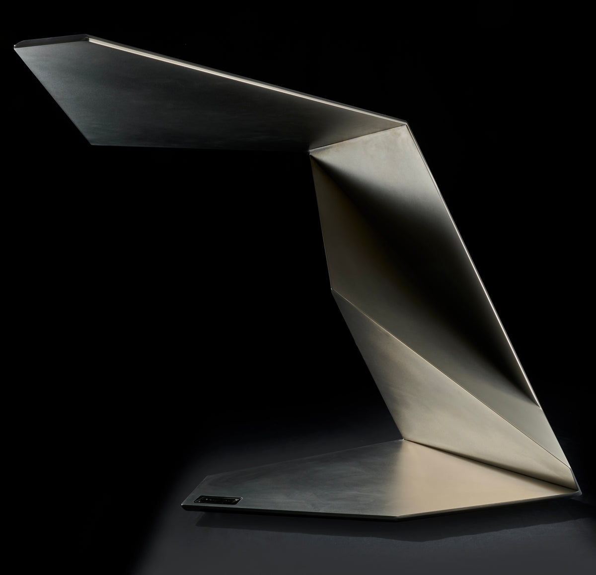 Minimalism Low Table titanium sculptural base angular profile
