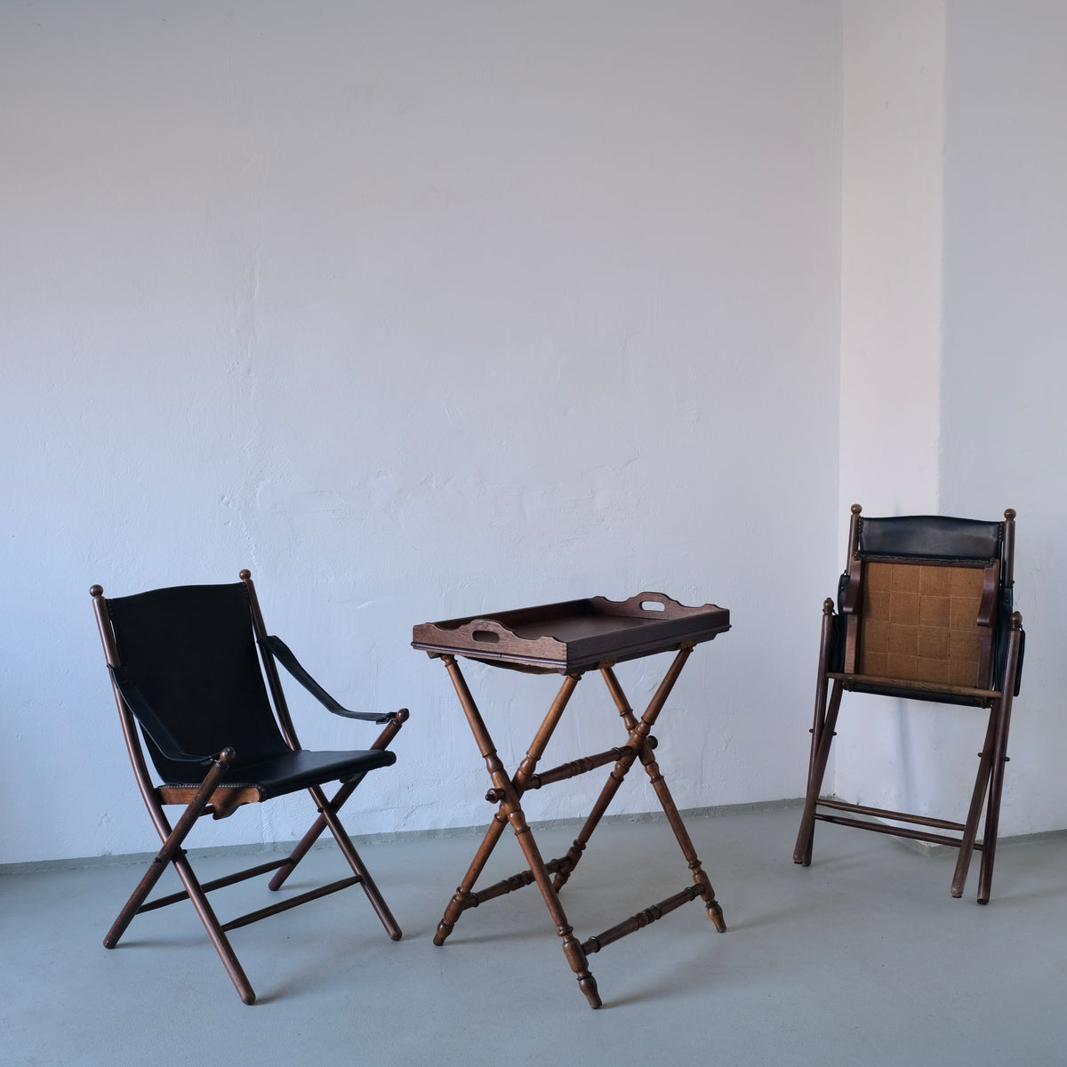 Vintage Folding Chair and Tray Table Set | Campaign Style  — view 10
