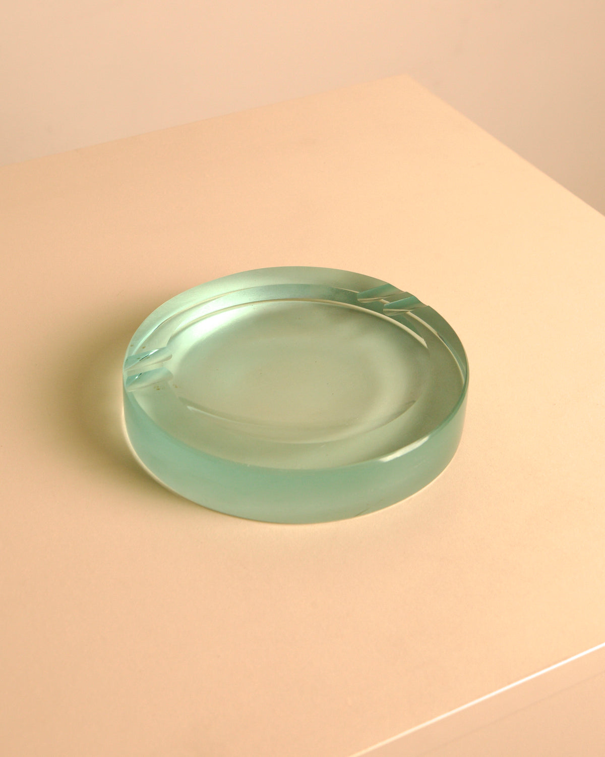 Round Glass Ashtray, Fontana Arte, Italy, 1970s — side angle