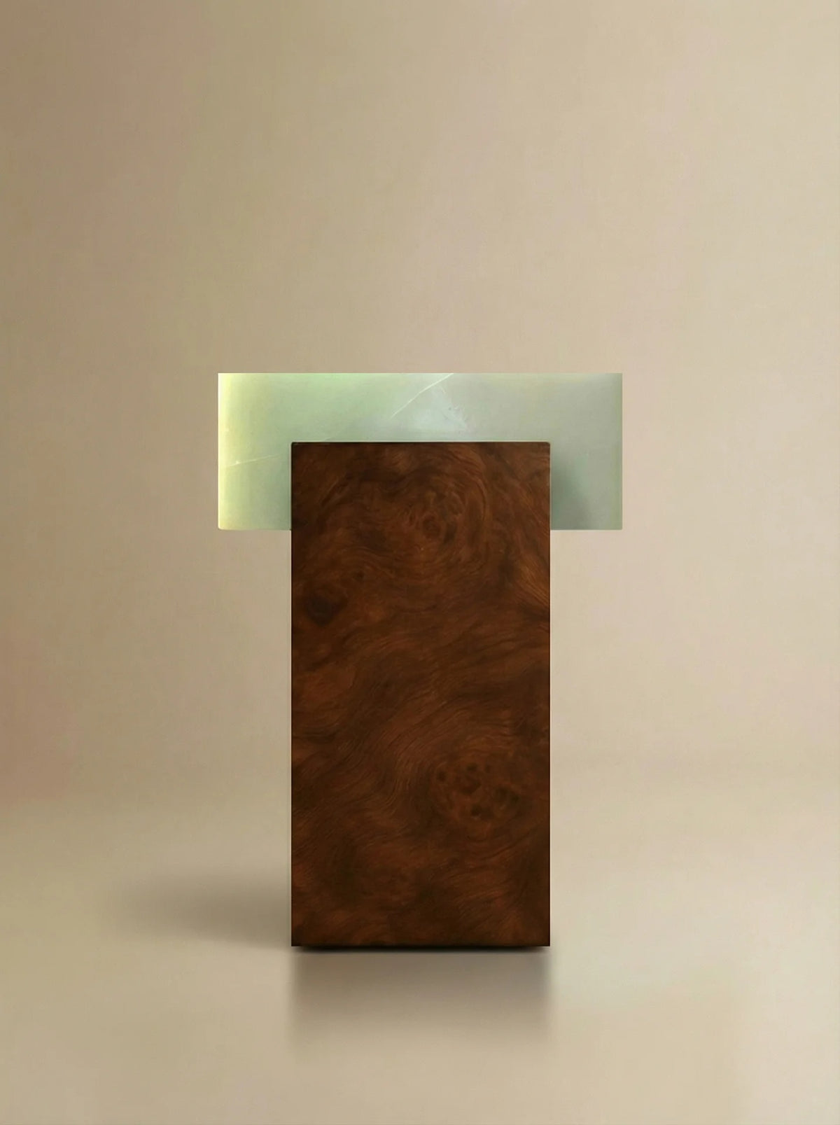 Gaia Burl Wood and Green Onyx Side Table — side angle