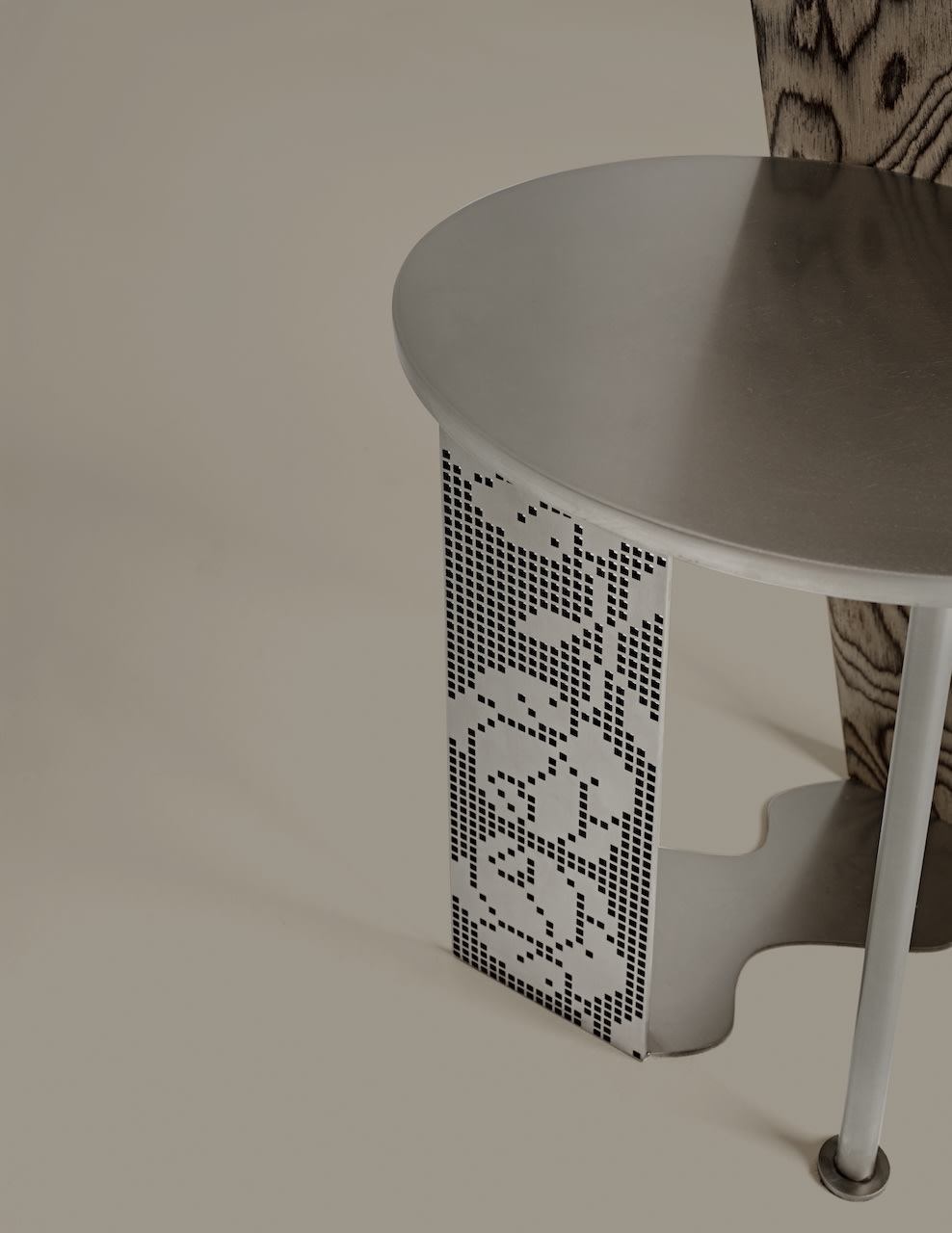 White Runa chair with perforated backrest pattern detail
