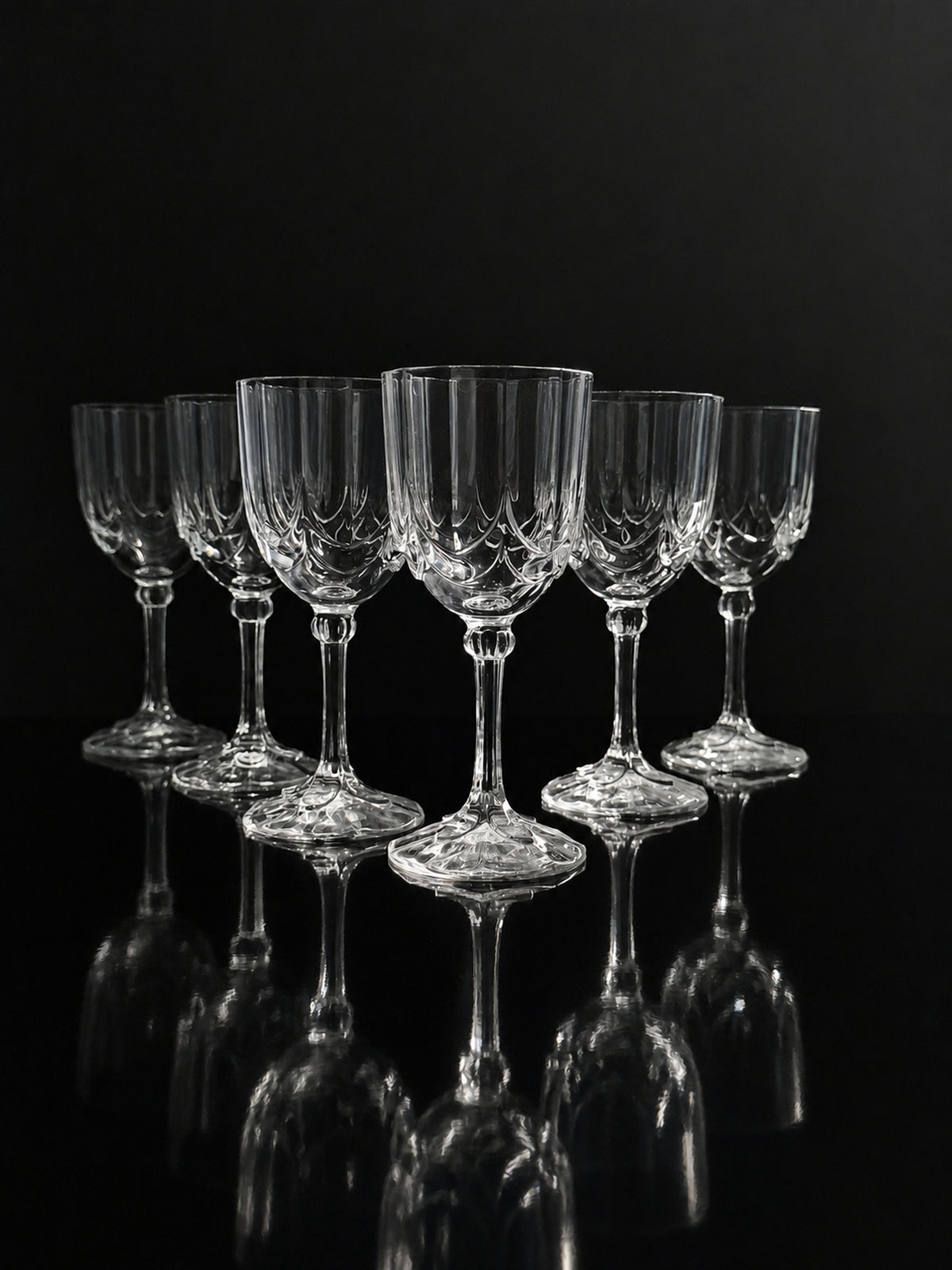 6 French Art Deco Revival Glasses -Wine 1980s by Dodo Vintage | The Oblist