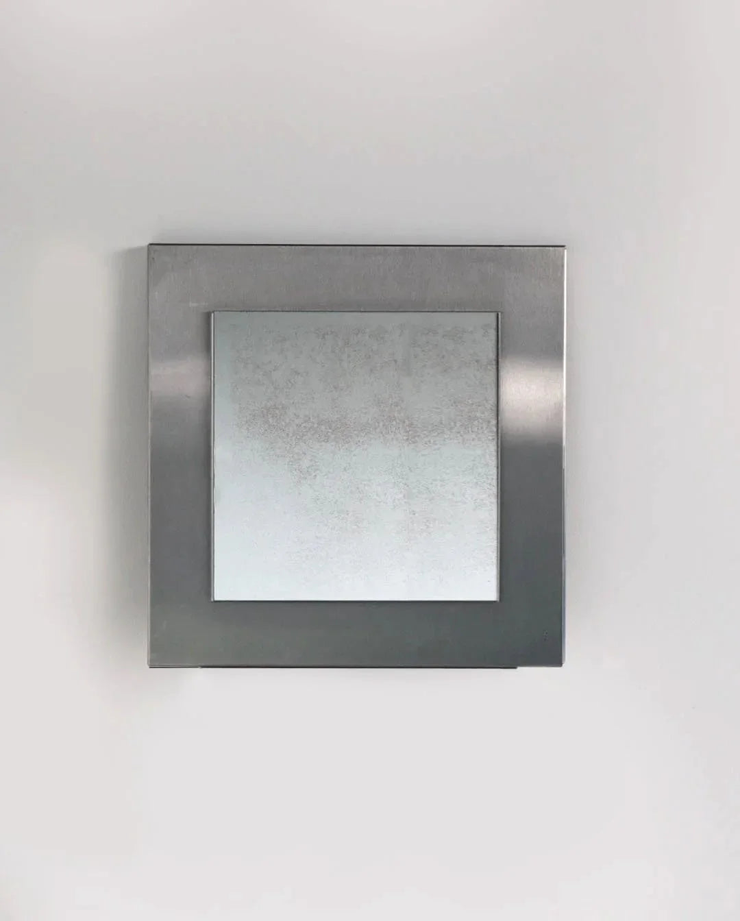 Brushed Stainless Square Mirror — side angle