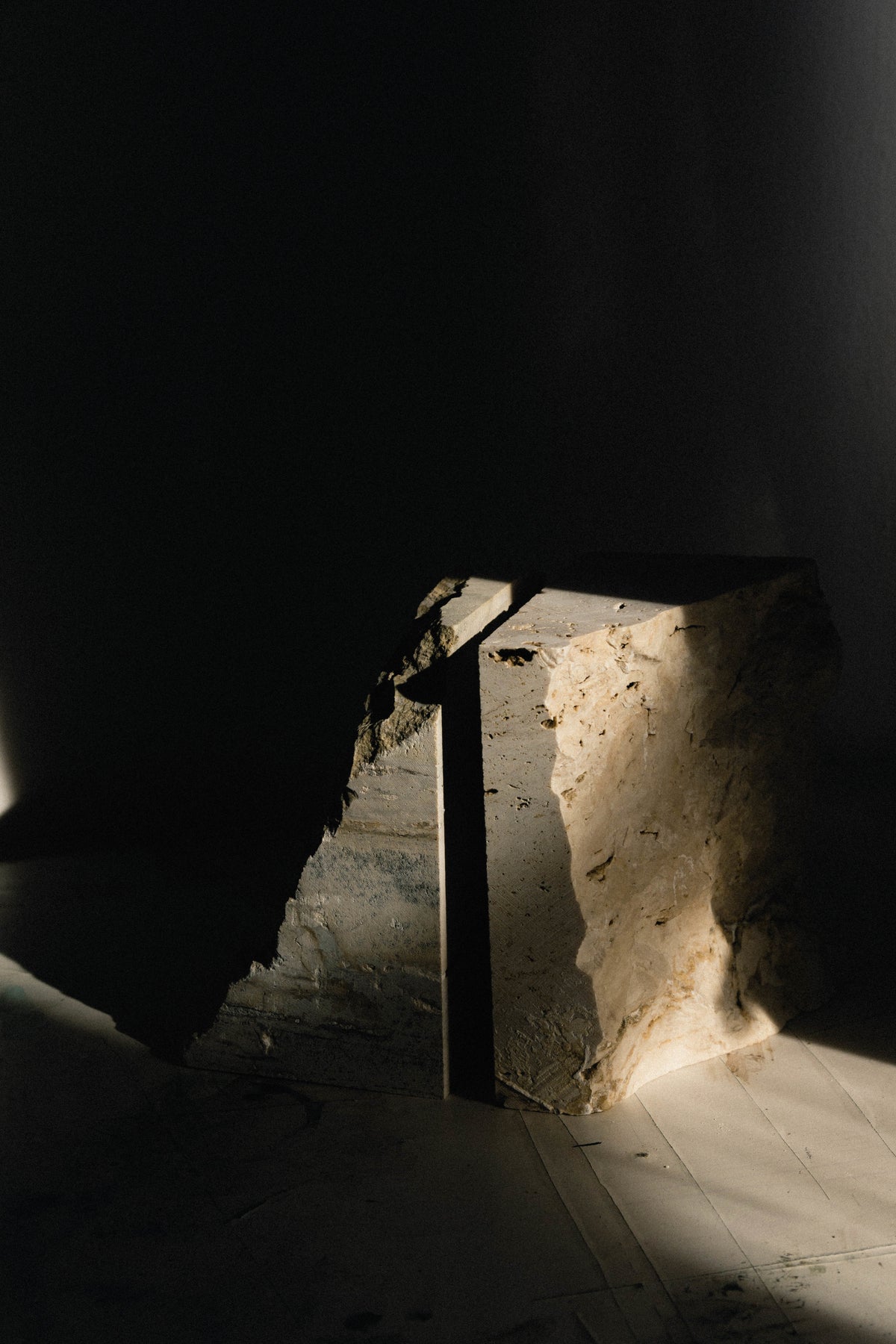 The Fragma Bookend IV - Handmade Travertine Marble Bookend — side angle