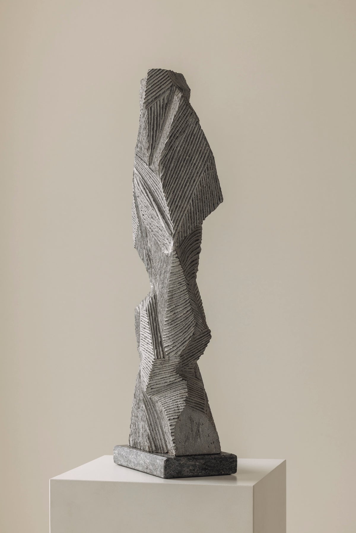 Abstract sculpture Carved from natural stone by Marc Verdoodt, Belgium 1980s. — in context