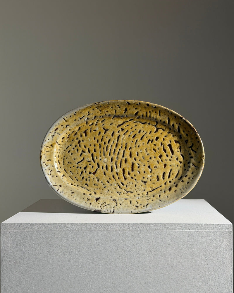Large decorative ceramic platter by Félix Aïello, Vallauris, France, 1960 by Figuresdesign | The Oblist