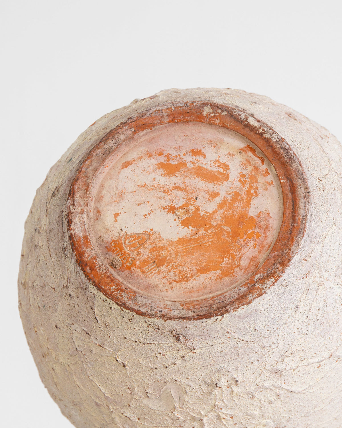 Large Textured Ceramic Floor Vase, 1940s-40s Sweden — top view showing textured surface and base
