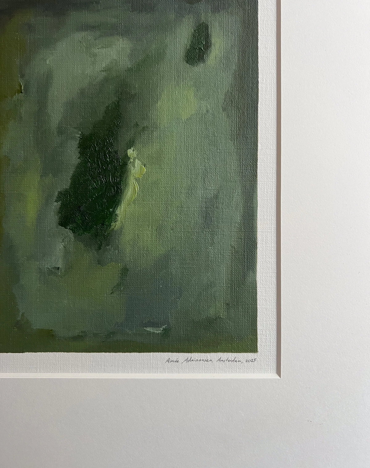Oil painting on paper - 8 - by Aimée Adriaansen (2025) — close-up of green abstract texture