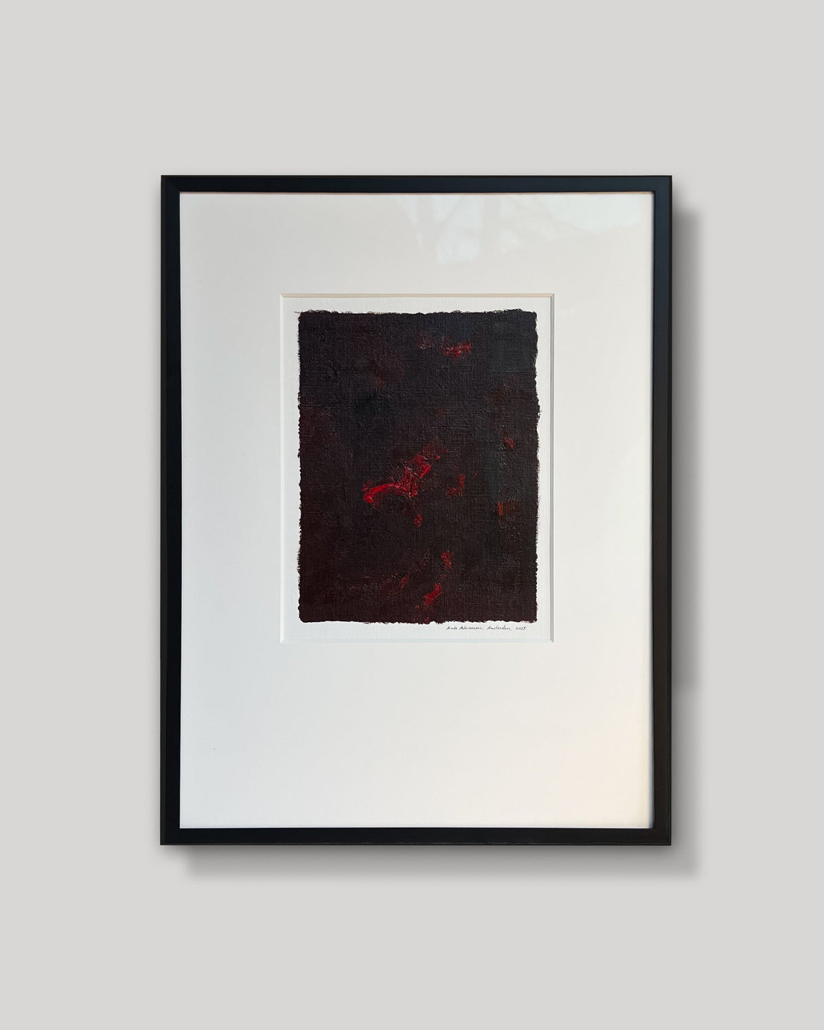 Oil painting on paper - 11 (2025) by Aimée Adriaansen | The Oblist — dark red tones, contemporary artwork