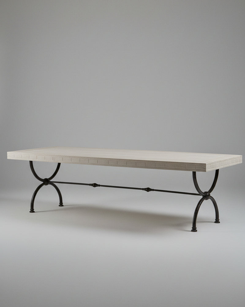 Greek Symposia Dining Table by THE LAB BY MARTA DE LA RICA | The Oblist — handcrafted wood, industrial metal legs