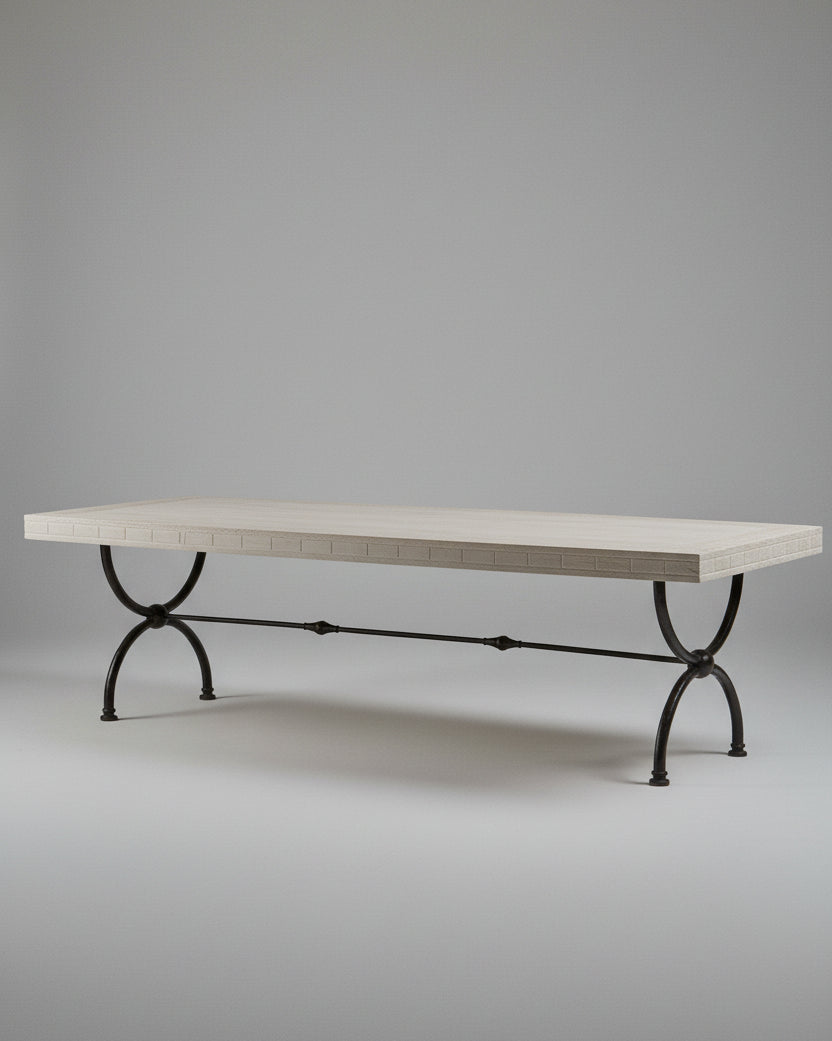 Greek Symposia Dining Table by THE LAB BY MARTA DE LA RICA | The Oblist — handcrafted wood, industrial metal legs