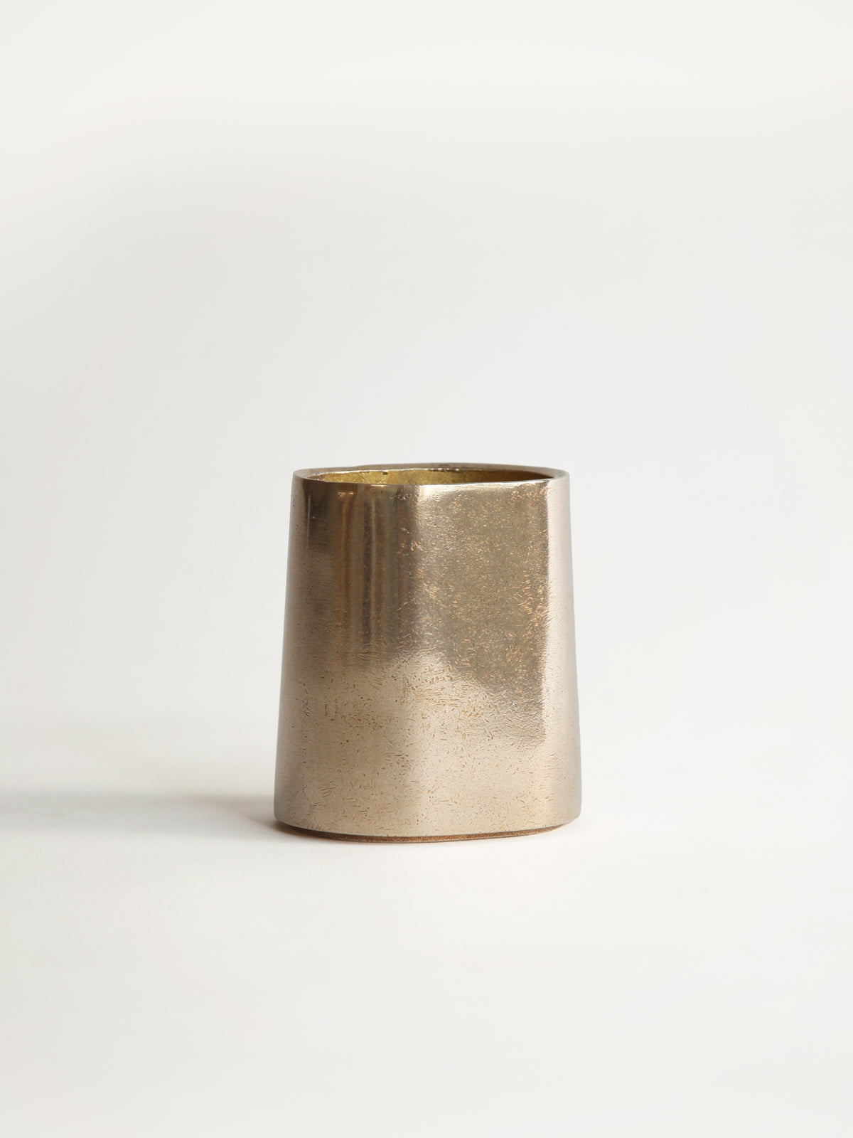 Taper Pen Stand — side angle of brushed brass finish