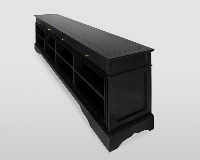 Contemporary Black Solid Wood Media Console and TV Cabinet with Storage Drawers — alternate view
