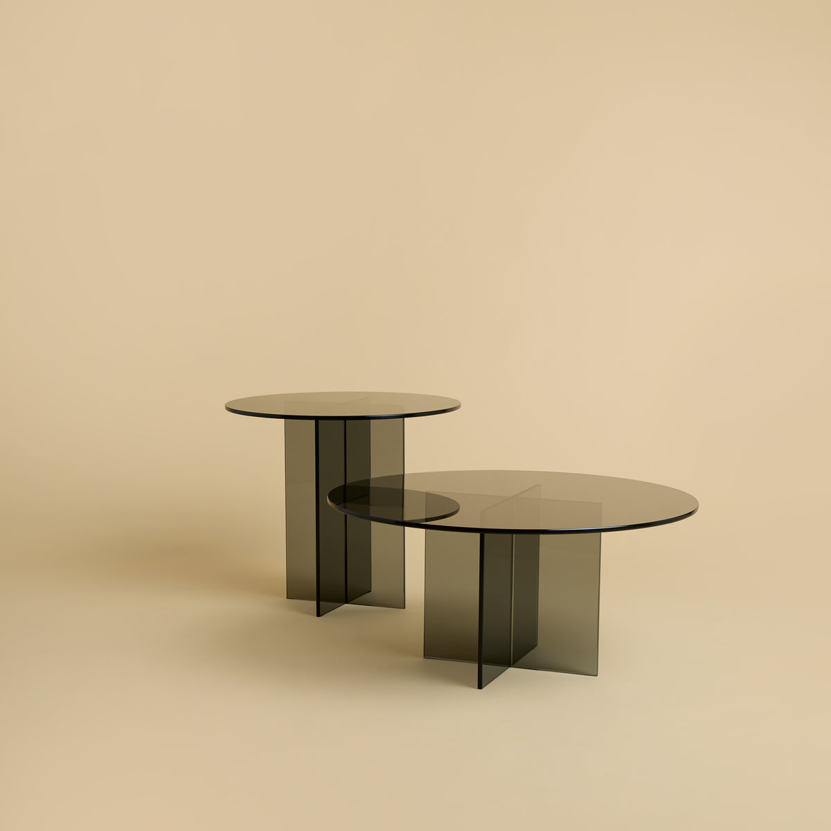 Round Glass Coffee Table - AKA Series — in context