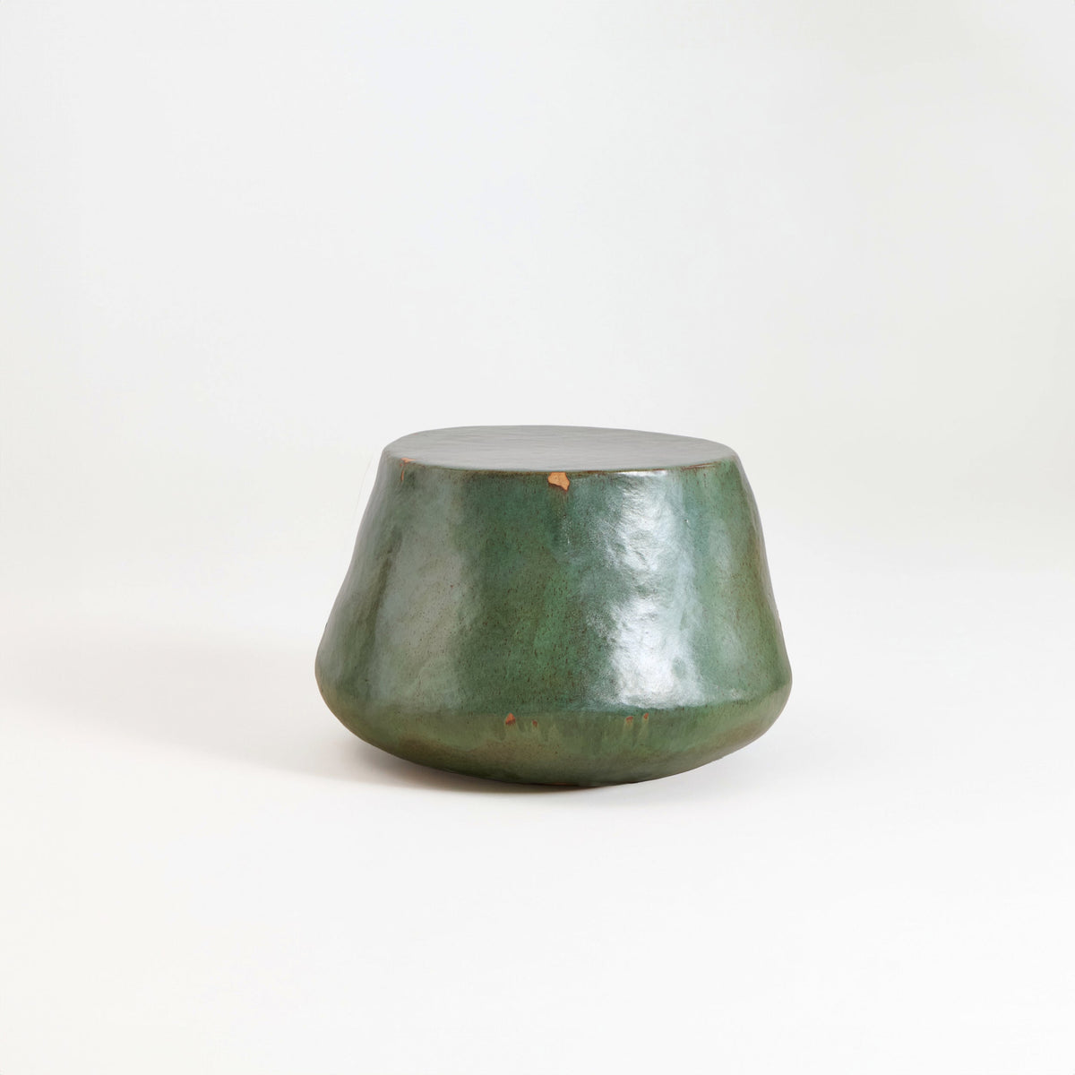 artisanal Ceramic Coffee Table in green — detail view