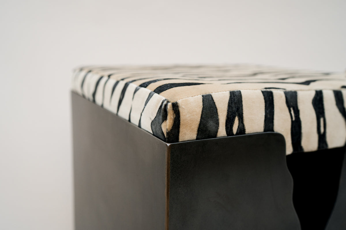 Fragment Steel and Hand-Painted Velvet Stool — in context
