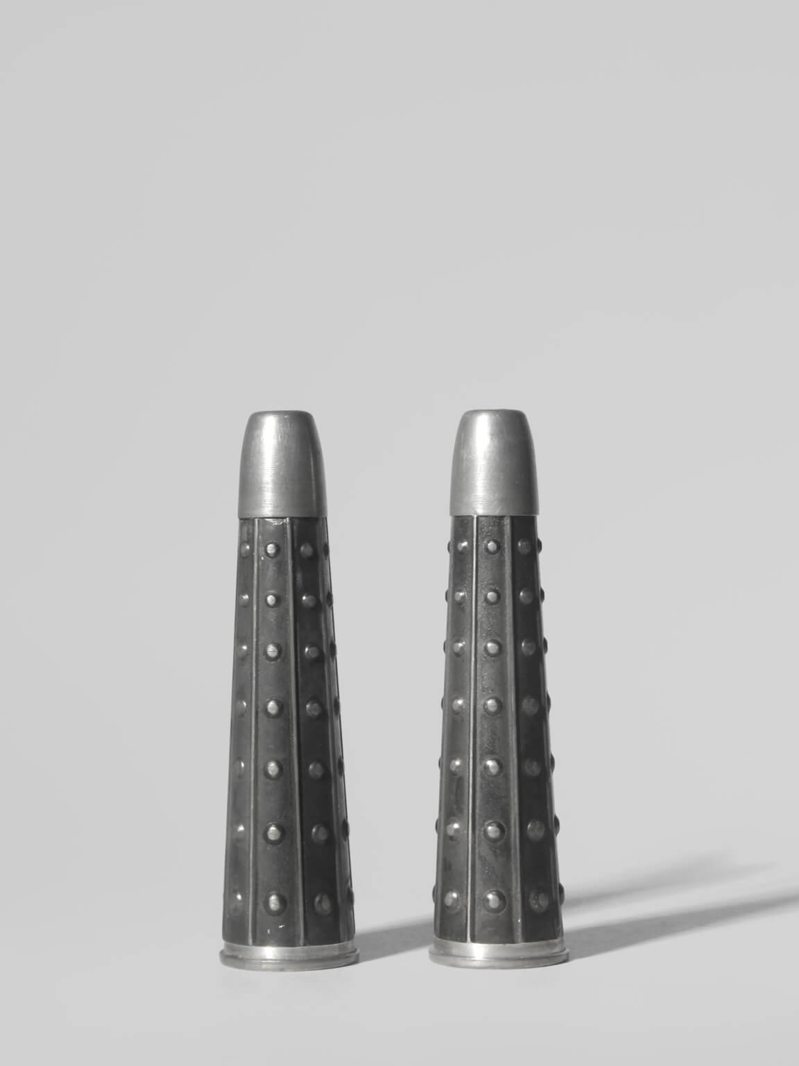 Brutalist Salt And Pepper Pewter Shakers Set, 1940s, Norway by Vintage Stories | The Oblist