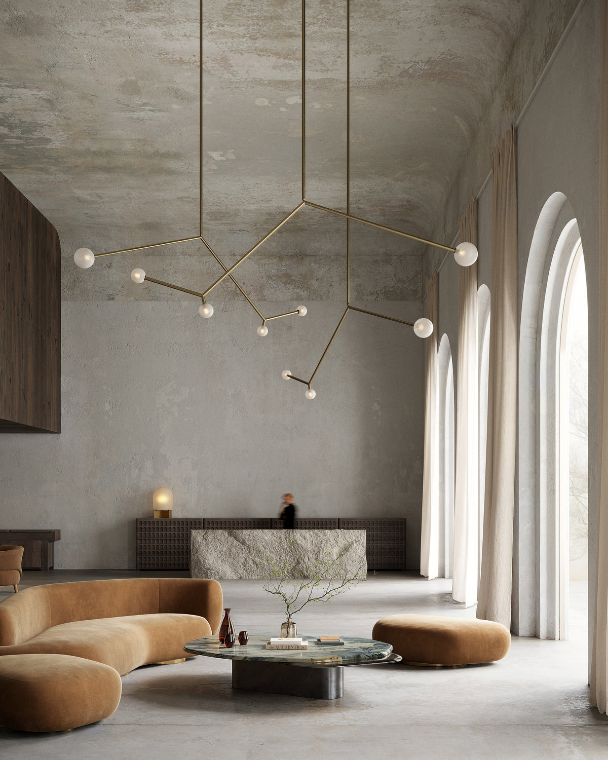 SkLO Angle 3.0 Pendant - White glass, Brushed Brass finish — close-up