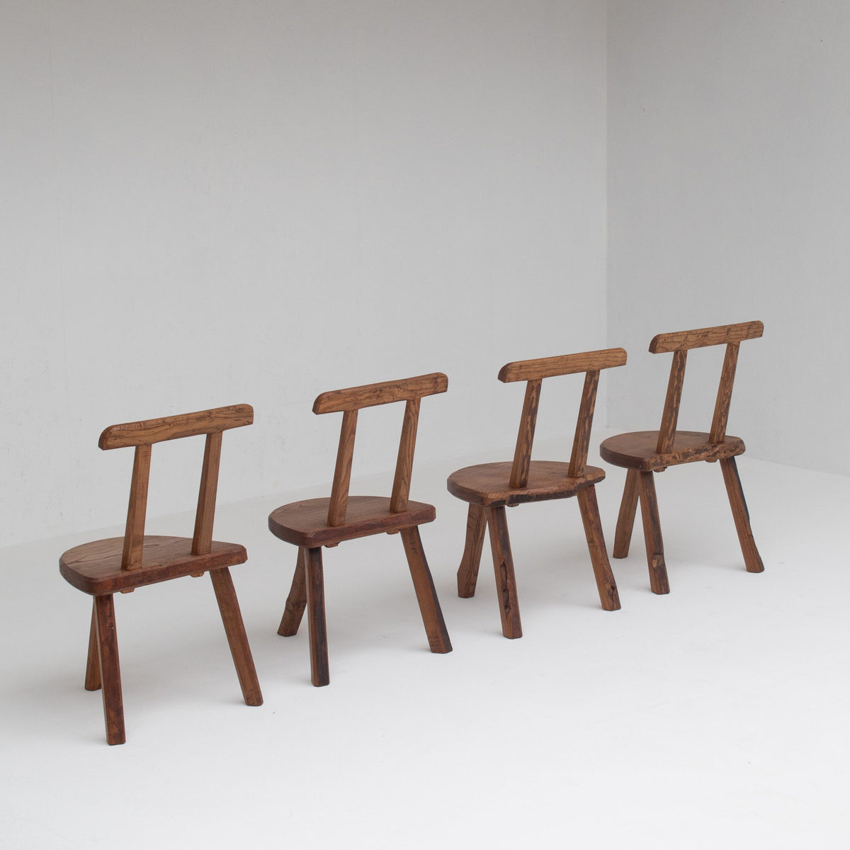 Set of 4 Rustic Wooden Chairs — additional view