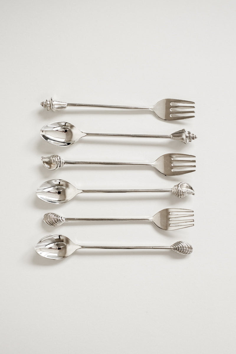 Silver-Plated Seashell Cutlery Set by septembre studios | The Oblist — silver finish, artisan design