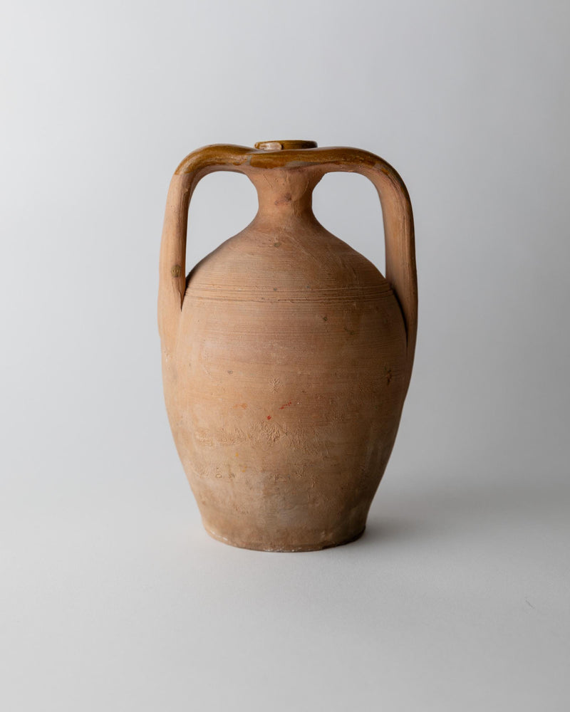 Vintage 1930s Terracotta Amphora Vase, Handcrafted Italian Jug with Two Handles, Fine Linear Decoration, Rustic Home Decor, Gift Idea — alternate view