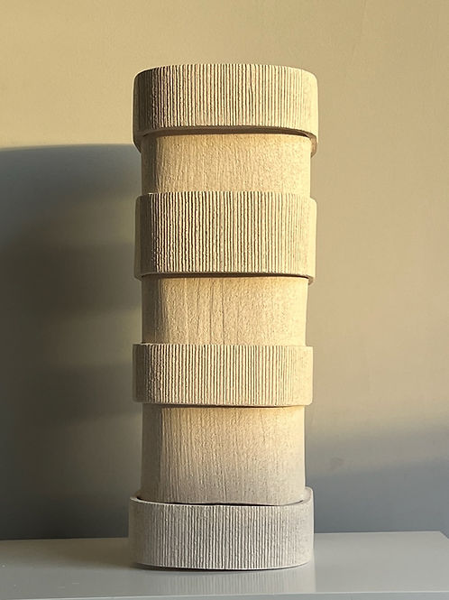Contemporary Table Lamp in Ceramic — top view highlighting textured surface