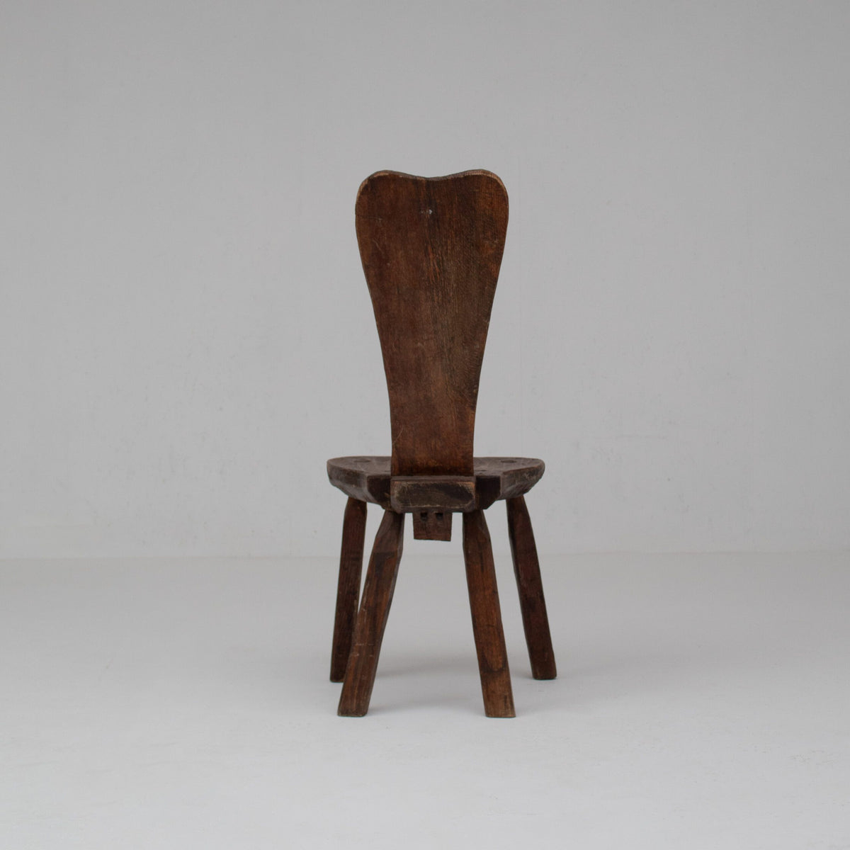 Brutalist Oak Stools with Backrests — alternate view