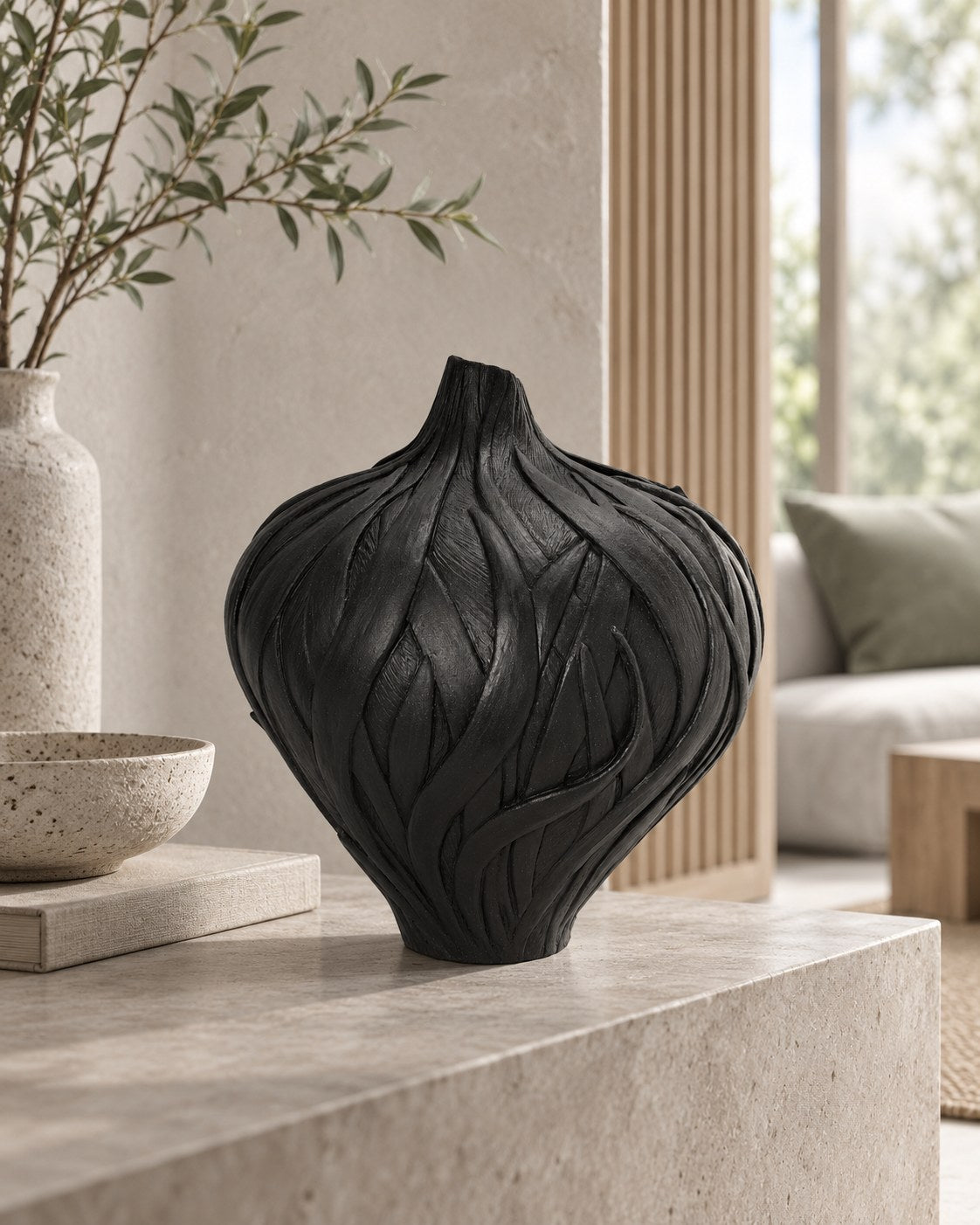 Contemporary Sculpture in Ceramic - MidNight Garden Collection - No 122 — close-up