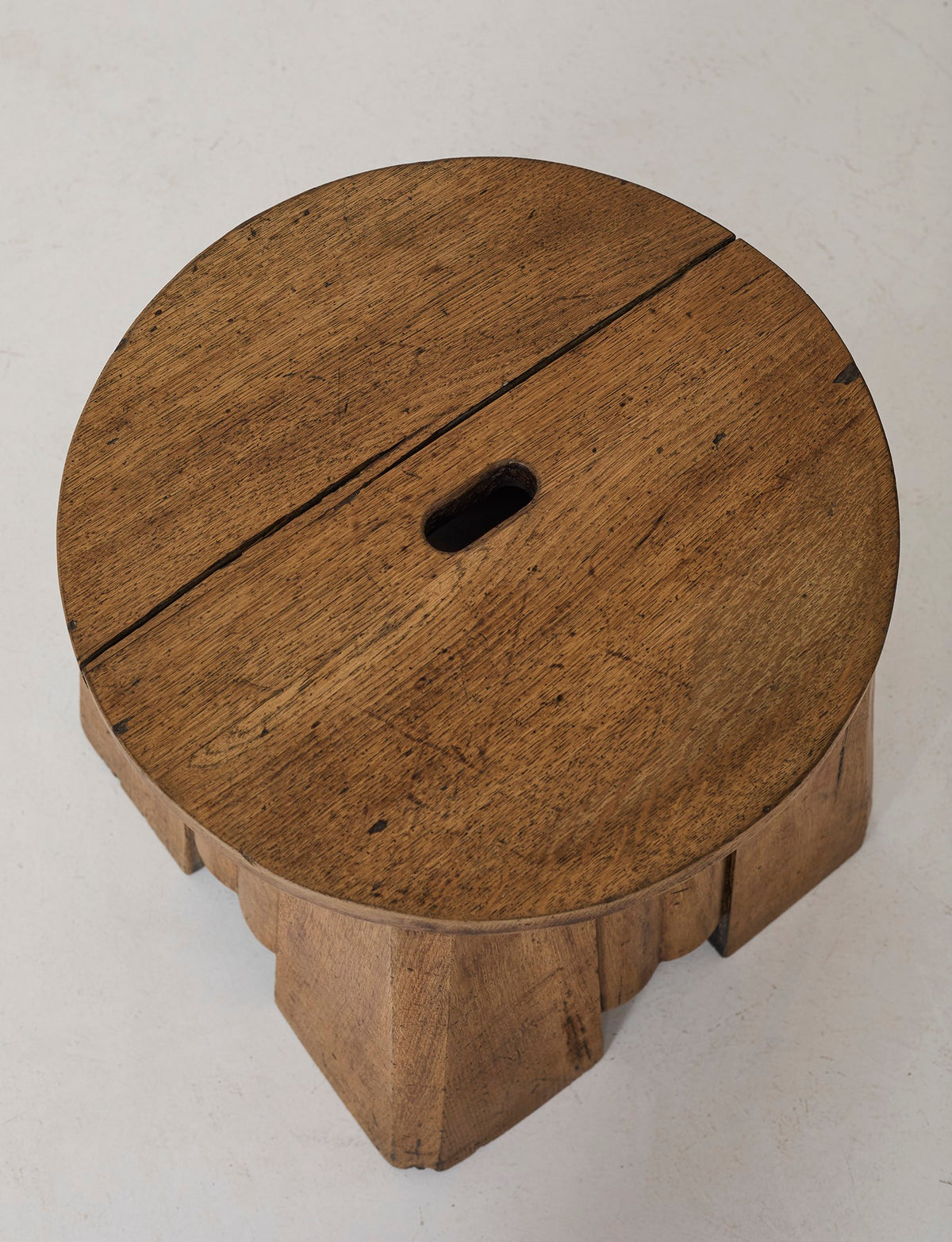 French 1930-40s side table in solid oak — alternate view
