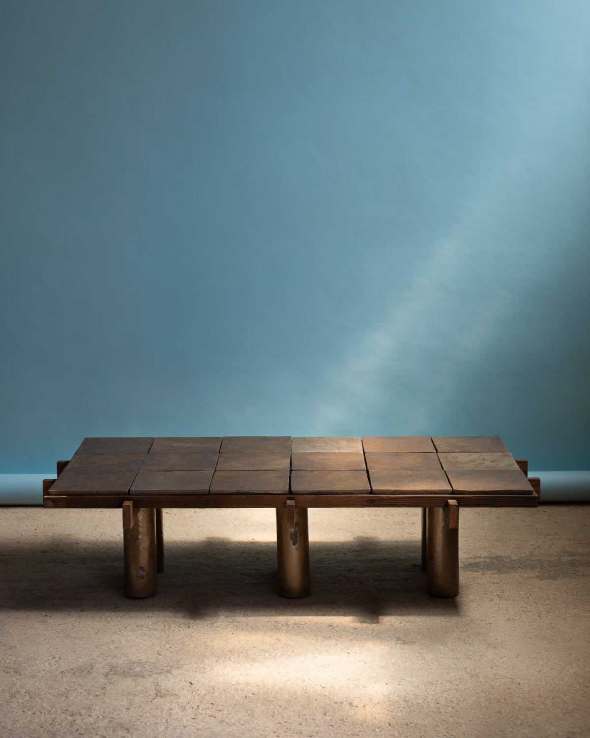Japanese Inspired Coffee Table in Wood & Clay - Dark Edition by Thomas Morineau Barthelemy | The Oblist