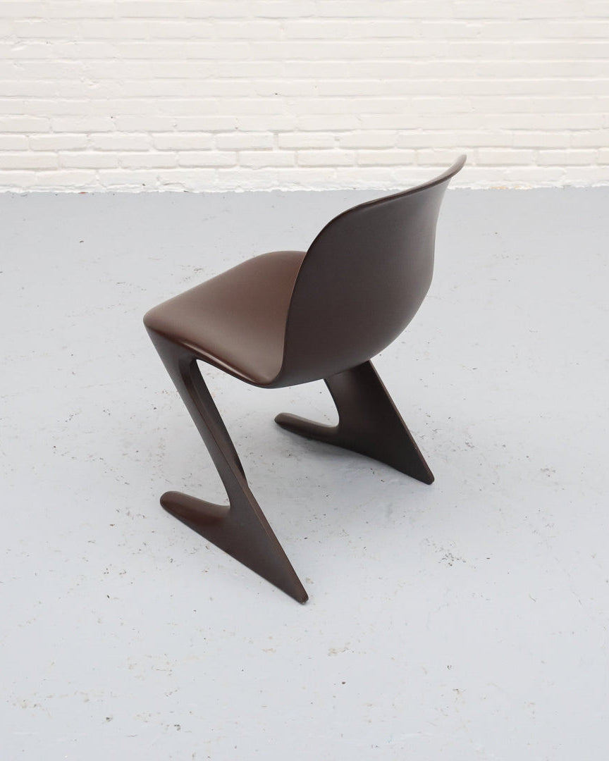 Ernst Moeckl Z Chair brown leather seat cantilever wood base 1970s